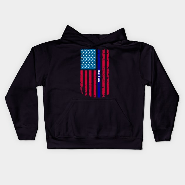 Dallas Police Thin Blue Line American Flag graphic Kids Hoodie by merchlovers